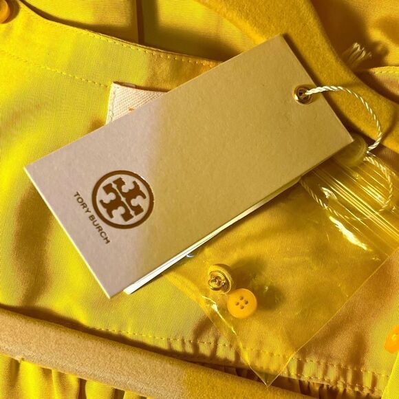 Tory burch taffeta Blouse Bright Bold Sunny Yellow Removable Versatile Bow 4 - Picture 10 of 16